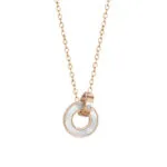 Minimalist Hollow Gourd Diamond Pendant Necklace | 18K Rose Gold-Plated Stainless Steel - Image 19