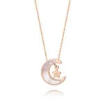 Minimalist Hollow Gourd Diamond Pendant Necklace | 18K Rose Gold-Plated Stainless Steel - Image 9