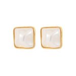 French Style Faux Pearl Stud Earrings for Women | Elegant Copper Jewelry - Image 3