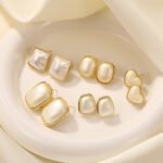 French Style Faux Pearl Stud Earrings for Women | Elegant Copper Jewelry