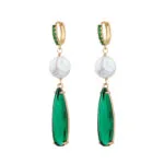 18K Gold-Plated Emerald Green Crystal Earring Collection | Titanium Steel Luxury Jewelry