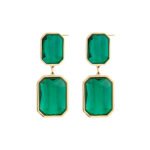 18K Gold-Plated Emerald Green Crystal Earring Collection | Titanium Steel Luxury Jewelry - Image 2