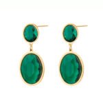 18K Gold-Plated Emerald Green Crystal Earring Collection | Titanium Steel Luxury Jewelry - Image 3