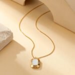 18K Gold-Plated White Shell Geometric Pendant Necklace | Tarnish-Resistant Stainless Steel Luxury Jewelry - Image 2