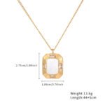 18K Gold-Plated White Shell Geometric Pendant Necklace | Tarnish-Resistant Stainless Steel Luxury Jewelry - Image 3