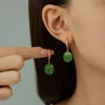 Luxury Malachite Earrings | Minimalist Gold Stainless Steel Jewelry - Image 3