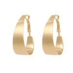 Minimalist Flat Wide Hoop Earrings for Women | Premium Stainless Steel Jewelry - Image 2