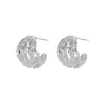 Textured Metal Ball Stud Earrings for Women | Niche Stainless Steel Jewelry - Image 4