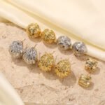 Textured Metal Ball Stud Earrings for Women | Niche Stainless Steel Jewelry