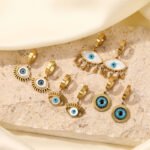 Evil Eye Tassel Drop Earrings for Women | Premium Stainless Steel Jewelry