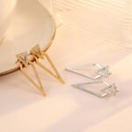 Layered Triangle Crystal Drop Earrings | Bold Statement Jewelry