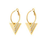 Minimalist Floral Triangle Hoop Earrings for Women | French Style Titanium Steel Jewelry - Image 3
