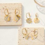 Minimalist Floral Triangle Hoop Earrings for Women | French Style Titanium Steel Jewelry