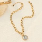 Two-Tone Textured Coin Paperclip Chain Necklace | 18K Gold-Plated Stainless Steel Jewelry