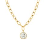 Two-Tone Textured Coin Paperclip Chain Necklace | 18K Gold-Plated Stainless Steel Jewelry - Image 2