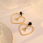 Personalized Heart & Letter A Drop Earrings for Women