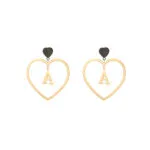 Personalized Heart & Letter A Drop Earrings for Women - Image 3