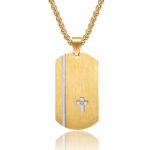 Two-Tone IP Plated Cross Dog Tag Necklace | Tarnish-Resistant Titanium Steel Men's Jewelry
