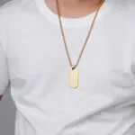 Two-Tone IP Plated Cross Dog Tag Necklace | Tarnish-Resistant Titanium Steel Men's Jewelry - Image 4