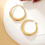 Chunky Gold & Silver Hoop Earrings | Minimalist Stainless Steel Jewelry - Image 2
