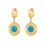 Turquoise Sunburst Drop Earrings for Women | Luxury Stainless Steel Jewelry - Image 4