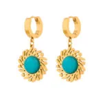 Turquoise Sunburst Drop Earrings for Women | Luxury Stainless Steel Jewelry - Image 3