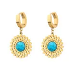 Turquoise Sunburst Drop Earrings for Women | Luxury Stainless Steel Jewelry - Image 2