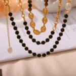 Layered Tiger Eye & Pearl Beaded Necklace | 18K Gold-Plated Titanium Steel Jewelry - Image 2