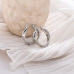 Double Layer Gold Hoop Earrings | Minimalist Stainless Steel Jewelry - Image 2