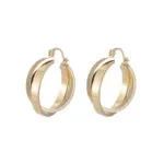 Double Layer Gold Hoop Earrings | Minimalist Stainless Steel Jewelry - Image 4