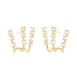 Crystal C-Hoop Earrings for Women | Minimalist Stainless Steel Commute Jewelry - Image 3