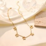 18K Gold-Plated Butterfly Charm Choker | Tarnish-Resistant Titanium Steel Jewelry
