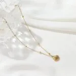 18K Gold-Plated Seashell Pendant Layered Necklace | Tarnish-Resistant Titanium Steel Jewelry - Image 2