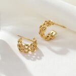 Geometric Cutout Metal Stud Earrings | Statement Stainless Steel Jewelry - Image 3