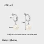 Twisted Hoop Pearl Drop Earrings | Minimalist Stainless Steel Jewelry - Image 3