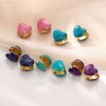 Heart Glitter Epoxy Clip On Earrings for Women | Luxury Stainless Steel Jewelry
