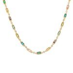 18K Gold-Plated Multicolor Baguette Glass Stone Choker | Hypoallergenic Stainless Steel Jewelry - Image 2