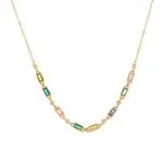 18K Gold-Plated Multicolor Baguette Glass Stone Choker | Hypoallergenic Stainless Steel Jewelry - Image 3