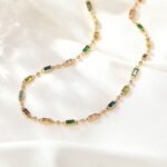 18K Gold-Plated Multicolor Baguette Glass Stone Choker | Hypoallergenic Stainless Steel Jewelry