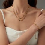 18K Gold-Plated Multicolor Baguette Glass Stone Choker | Hypoallergenic Stainless Steel Jewelry - Image 5