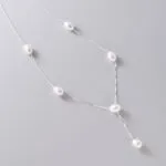 S925 Sterling Silver Natural Freshwater Pearl Lariat Necklace | Dainty Bridal Jewelry - Image 2