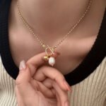 Dainty OT Clasp Baroque Pearl Pendant Necklace | 18K Gold-Plated Stainless Steel Jewelry - Image 2