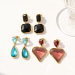 Assorted Color Zircon Drop Earrings Wholesale | Luxury Geometric & Heart Design
