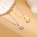 S925 Sterling Silver Starburst Round Pendant Necklace | Emerald CZ Fine Jewelry