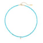 Natural Turquoise Beaded Choker with Initial Z CZ Charm | 18K Gold-Plated Stainless Steel Jewelry - Image 26