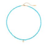 Natural Turquoise Beaded Choker with Initial Z CZ Charm | 18K Gold-Plated Stainless Steel Jewelry - Image 12