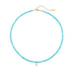 Natural Turquoise Beaded Choker with Initial Z CZ Charm | 18K Gold-Plated Stainless Steel Jewelry - Image 4