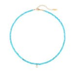 Natural Turquoise Beaded Choker with Initial Z CZ Charm | 18K Gold-Plated Stainless Steel Jewelry - Image 24
