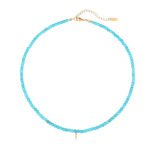 Natural Turquoise Beaded Choker with Initial Z CZ Charm | 18K Gold-Plated Stainless Steel Jewelry - Image 18
