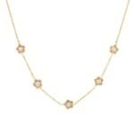 Rose Gold Five-Leaf Clover Mother-of-Pearl CZ Necklace | Hypoallergenic Stainless Steel Jewelry - Image 2